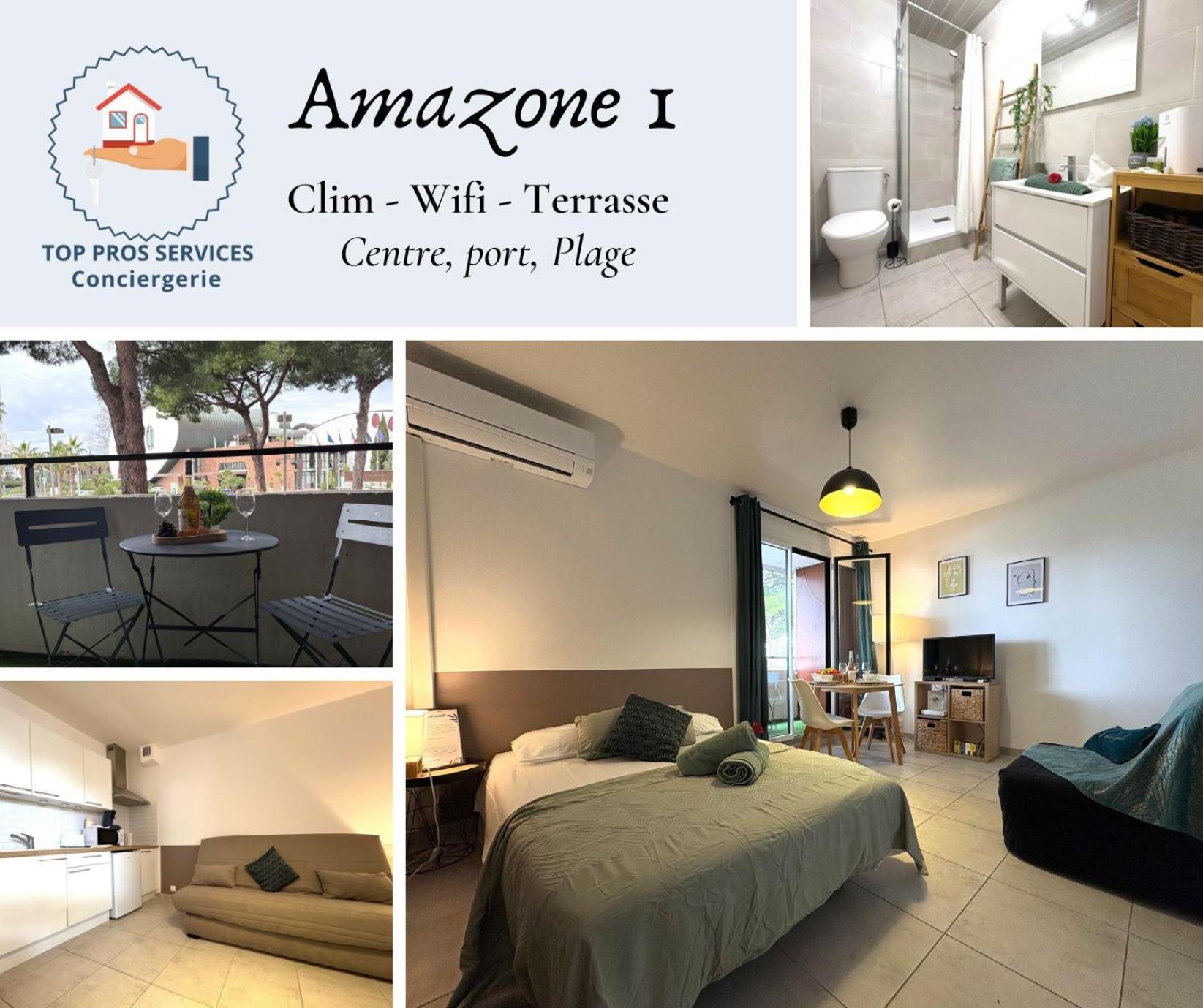 L'Amazone Studio Plein Centre Plages A 2Min Clim Wifi Sur Le Port - Top Prosconciergerie- Ла-Гранд-Мот Экстерьер фото